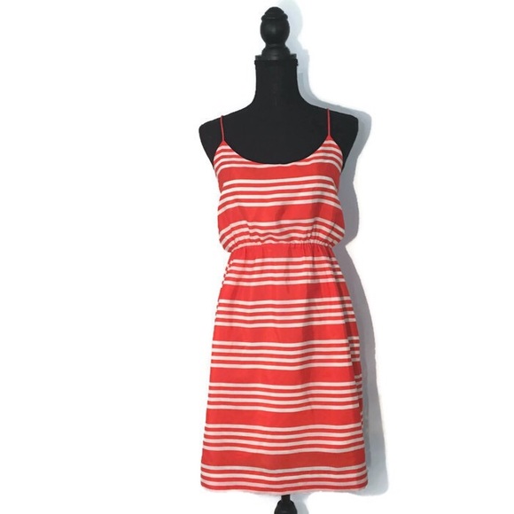 J. Crew Dresses & Skirts - J. Crew Cream & Orange Stripe Thin Strap Dress